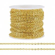 PH PandaHall 33 Ft Necklace Chains 2.2mm Golden Iron Chains Link Flat O-Shaped Chains Jewelry Chain Necklace Bracelet Jewelry Making Valentine, 3x2.2x0.6mm - Red Copper4.1x3x0.8mm - View 1