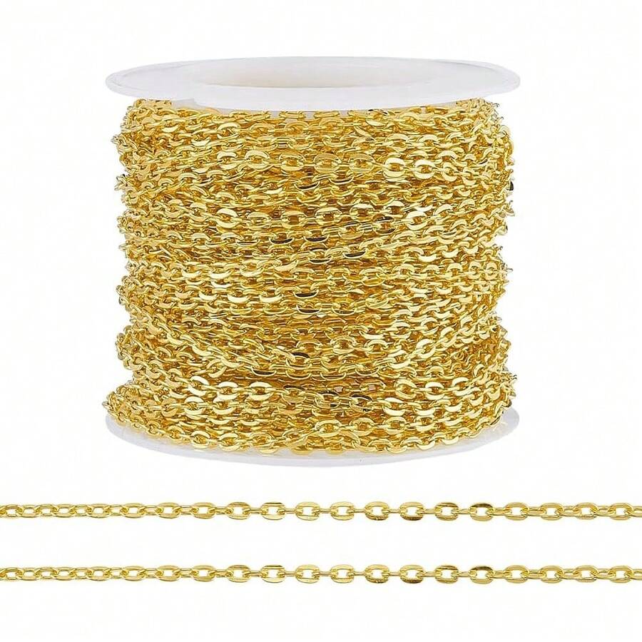 PH PandaHall 33 Ft Necklace Chains 2.2mm Golden Iron Chains Link Flat O-Shaped Chains Jewelry Chain Necklace Bracelet Jewelry Making Valentine, 3x2.2x0.6mm - Red Copper4.1x3x0.8mm - View 1