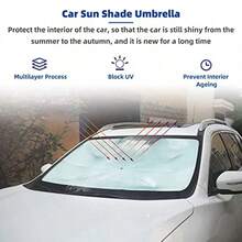 單件裝汽車前擋風玻璃遮陽傘，通用型汽車前擋風玻璃升級遮陽傘，易安裝可折疊收納，適用於轎車、SUV和卡車，隔熱遮陽保護罩，夏季必備車用遮陽簾，實用汽車內裝防曬配件，保持車內涼爽，適合旅行與露營使用 - A - 查看 9