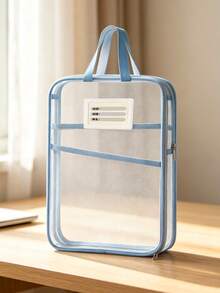 1pc L-Shaped Large Opening Mesh Zipper File Bag, Student Tote Bag For Exams, Tutoring, Homework Storage, 3-Layer Compartment, Large Capacity, Thickened Mesh, Flexible And Wear-Resistant, Storage Bag For Student Homework, Exam Hall, Office And Daily Use - View 12