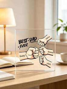 Plakat Akrilik "Fist Bump Dad" dengan 2-7 Nama yang Dapat Disesuaikan, Hiasan Meja "Ayah Terbaik Sepanjang Masa" yang Dipersonalisasi, Hadiah Hari Ayah, Ulang Tahun, Kakek, dan Papa, Dekorasi Meja Rumah - MultiWarna - View 6
