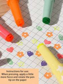 Mixed Color Fluorescent Pens, Quick Drying Scrapbook Outline Pens, Cute Wavy Fluorescent Pens, Suitable For Students And Handmade Drawing Outline Marking Curve Highlighter Pens - Multicolor - View 2