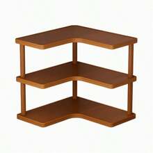 1pc Vintage Multi-Layer Corner Storage Rack, Solid Wood Material, Kitchen Corner Storage Rack, Tea Cup Water Cup Coffee Cup Storage Rack, Multi-Functional Desktop Storage Rack, Spice Rack, Desktop Bookshelf And Home Supplies Storage Rack, Coffee Decor, Display Stand, Suitable For Kitchen, Office, Dining Room, Living Room And Bedroom Storage - Multicolor - View 3
