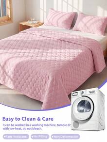 1pc Cooling Air Conditioning Quilt, Pink Bedding Cover, Breathable & Lightweight, Super Soft & Comfortable, Suitable For Twin/Full/Queen/King Sizes, Perfect For Home & Dorm, Pillow And Pillowcase Not Included, Machine Washable - Pink - View 8