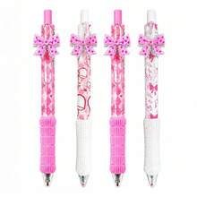 1/4pcs Retractable Pens, 0.5Mm Fine Black Ink,Three-Dimensional Bowknot Design, Sponge Handle Comfortable Soft Grip, Back To School, First Day Of School - Multicolor - View 9