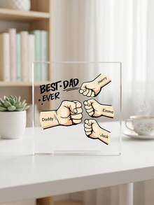 Plakat Akrilik "Fist Bump Dad" dengan 2-7 Nama yang Dapat Disesuaikan, Hiasan Meja "Ayah Terbaik Sepanjang Masa" yang Dipersonalisasi, Hadiah Hari Ayah, Ulang Tahun, Kakek, dan Papa, Dekorasi Meja Rumah - MultiWarna - View 11