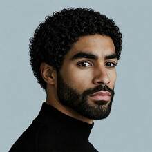 AMECIRE Men's Wigs Human Hair Wig Pixie Cut Wig Curly Wig Black Short Hair Wig Suitable For Everyday Wear - Natural Black - View 3