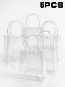5/10/20pcs Transparent Gift Bags With Handles, Clear Plastic Gift Bags For Boutique, Wedding, Birthday Party, Baptism Party, Bachelorette Party, Graduation Gift Bags - One Size Fits All - View 9