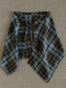 American Vintage Plaid Waist Skirt, One-Piece Layering Inner Skirt With Hip Coverage - Multicolor - View 4