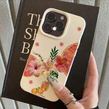 1 buah Casing Ponsel Bahan TPU Motif Jeruk Bali dan Hibiscus, Kompatibel dengan iPhone 17 Pro Max/17/16 Pro Max/15/13/12/11/ S20 FE/A15/S24/A55/ Note 11/Note 12/Note 13 Pro, Pelindung Ponsel Soft Shell Anti-Jatuh dengan Perlindungan Penuh - Putih - View 2