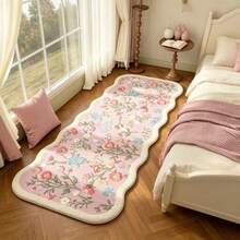 1 pieza Alfombra decorativa con rama y hoja floral rosa, tapete de piso, alfombra, alfombra para sala de estar, alfombra para dormitorio, alfombra universal - Multicolor - Ver 2