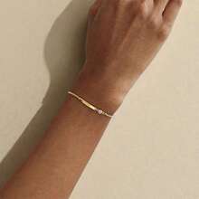 Engraved Bar Bracelet Birthstone 18K Gold Plated Customized Name Bracelet Stainless Steel Adjustable Thin Bar Jewelry Gift For Women And Men - Multicolor - View 9