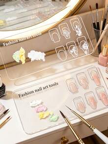 Transparent Thickened Nail Art Palette, Acrylic Nail Art Practice Board, Transparent Reusable Nail Art Practice Palette, Beginner Nail Art Template, Reusable Painting Practice Board, Nail Art Tools - Multicolor - View 6