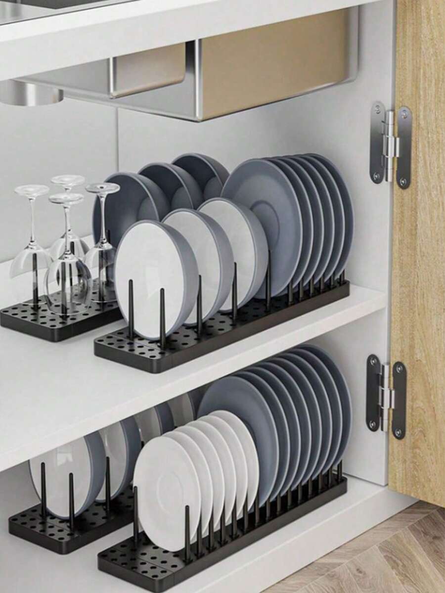 Kitchen Drawer Anti-Slip Divider Storage Rack, For Storing Bowls And Plates, Dish Drainer Rack, Multi-Functional Portable Slot-Style Organizer Storage Rack, Home Free-Combination Storage Shelf