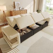 Modern 3-Seat Modular Sofa With Storage, Beige Color - Beige 3 Seat - View 3