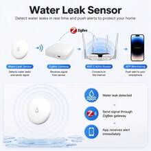 RSH Detektor Kebocoran Air Tuya Zigbee, Alarm Sensor Air Pintar dengan Notifikasi Push Aplikasi & Rekaman Riwayat, Sensor Pemantauan Kebocoran Banjir untuk Kamar Mandi, Dapur, dan Ruang Bawah Tanah, Membutuhkan Hub Tuya Zigbee - View 7