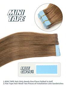 10pcs Mini Tape-In Hair Extensions, Real Human Hair, Chestnut Brown, 14-22 Inches, Remy Human Hair, Double-Sided Invisible Tape-In Extensions - S6 - View 3