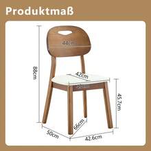 Modern Style Dining Chair Set (2 Pieces) / Oval Solid Wood Dining Chairs With Backrest / Wooden Chairs With Carrying Handles / Upholstered Kitchen Chairs / Suitable For Dining Room And Living Room - 白色+胡桃木色 - 查看 6