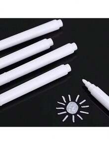3/6pcs White Chalk Markers, Quick Drying Whiteboard Marker For Chalkboard, Led Writing Board Pen, Pen For Sticker Labeling, School Stuff , Erasable Marker Pen, Writing Drawing Marking Stationery, Back To School - Multicolor - View 6