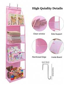 1pc 4-Tier Over-The-Door Hanging Storage Bag, Cosmetic Wall-Mounted Organizer Bag, Large Capacity Hanging Storage Bag, Suitable For Kitchen, Bathroom, Closet, Bedroom, Dorm, Diapers, Toys. Decor, Holiday, Room, Bedroom, Home Storage - Multicolor - View 11
