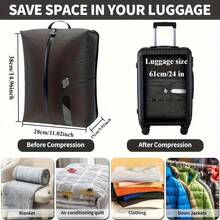 1pc Portable Reusable Vacuum Clothing Storage Bag, Built-In One-Way Air Valve No Pump Compression, Space-Saving Sealed Bag, Suitable For Carry-On Luggage, Backpack And Business Travel - A - View 5