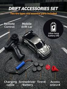 High-Speed RC Drift Car, Remote Control Racing Car, Supports Multi-Car Simultaneous Competition, Equipped With 3.7V Large Capacity Rechargeable Lithium Battery, Suitable For Children And Adults RC Hobby Toy Gift, Children's Toy Car Remote Control Car - Black - View 11