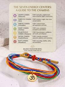 Pulseras para hombres y mujeres, pulseras de cuerda trenzada ajustable de estilo bohemio, joyería para yoga y meditación, regalos de uso diario para amigos y familiares - Multicolor - Ver 5