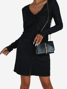 Tassel Pendant Crossbody Bag - Black - View 2