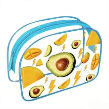 Strawberry Print Transparent PVC Travel Toiletry Bag, Waterproof Zipper Cosmetic Organizer, Summer Clear Makeup Pouch, Portable Travel Essentials - Multicolor - View 9