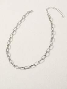 1pc Silver Hollow Chunky Chain Necklace - Silver - View 2