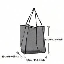 Tas Tote Penyimpanan Pantai Hitam Kapasitas Besar 1 Buah, Cocok Untuk Perjalanan Pantai Musim Panas, Tas Belanja Dewasa yang Bergaya, Ringan, Luas, dan Serbaguna - A - View 9