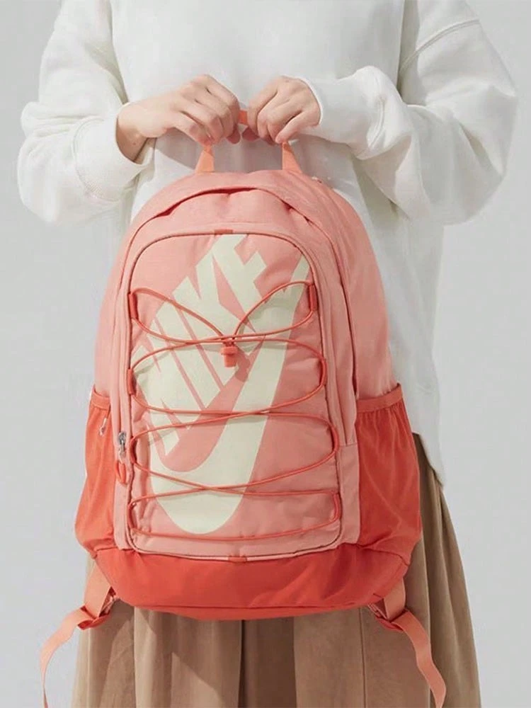 Tas ransel/tas bahu Nike berbahan kain serbaguna dan bergaya, unisex, warna pink dan oranye. - oranye merah muda - View 1