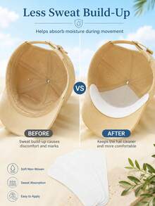 10入帽內吸汗貼片 自黏式防汗吸油帽子保護條 棒球帽帽簷邊緣保護貼,適用居家、學校、旅行帽子配件 - 彩色 - 查看 4