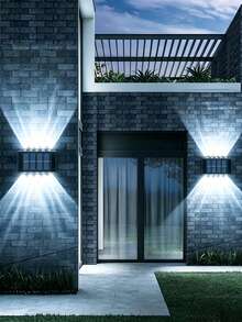 戶外太陽能壁燈 8LED/10LED（白光、暖光）家用戶外照明燈具 太陽能凸透鏡上下照壁燈 適用於圍欄、柱子、停車場、車庫、花園及其他裝飾 1件/2件/6件 - 凸鏡壁燈 - 查看 18