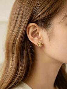 6-18PCS Gold Fashion Elegant Casual Women's Earrings Set, Includes Pearl Studs, Flower, Water Drop, Wave Geometric Design, Suitable For Daily Commute, Date, Vacation, Everyday Versatile, Unique Non-Clashing Style - Gold - View 8