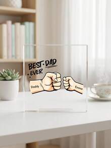 Plakat Akrilik "Fist Bump Dad" dengan 2-7 Nama yang Dapat Disesuaikan, Hiasan Meja "Ayah Terbaik Sepanjang Masa" yang Dipersonalisasi, Hadiah Hari Ayah, Ulang Tahun, Kakek, dan Papa, Dekorasi Meja Rumah - MultiWarna - View 9