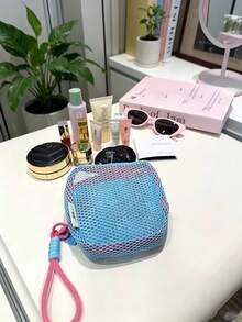 1/2/3pcs Tas Kosmetik Portabel Kapasitas Besar Desain Jaring Aneka Warna, Tas Penyimpanan Perjalanan Harian, Tas Perlengkapan Mandi - MultiWarna - View 3