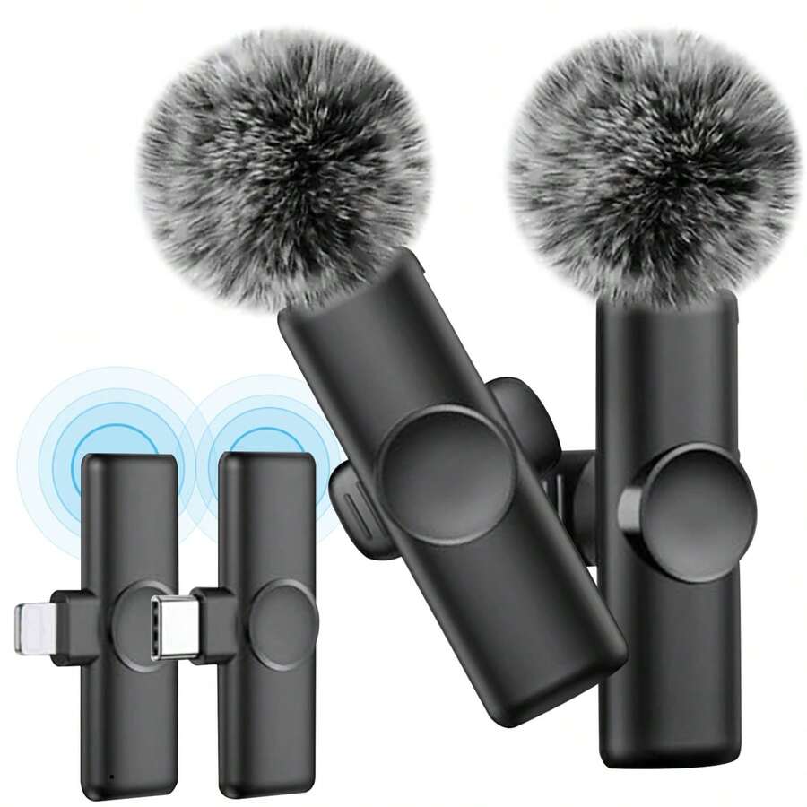 2.4G Wireless Clip-On Microphone Type-C Interface Plug And Play Ultra-Low Latency Built-In Noise Reduction Chip Suitable For Video Recording Interview Podcast Vlog 50mAh Rechargeable Battery