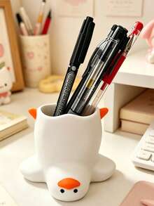 Cute Duck Shaped Pen Holder, Charming Creative Fun Desktop Accessory, Suitable For Storing Pens, Pencils Or Various Small Items,Back To School Season - One Size - View 8