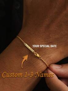 Men's Engraved Bracelet, Roman Numeral Bracelet, Men's Customized Bracelet, Birthday Gift For Him, Anniversary Gift For Him - Multicolor - View 2