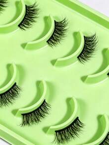 10 Pairs Natural Doll Eyelash Effect Half-Eye Style With Elongated Outer Corners, Suitable For Daily Commute And Dates - 彩色 - 查看 6