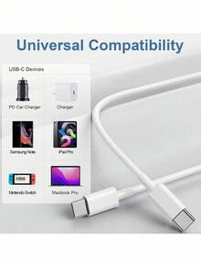 USB-C Charger, 25W Dual USB-C Port Fast Charging, With 60W USB/USB-C To Type-C Fast Charging Cable, 3.3FT/100cm Length, Compatible With IPhone 16/15 Series, Charging Cable, CE And RoHS Certified, With USB-C And USB-A Ports, Compatible With IPhone 16, 16e, 16 Pro, 15, Compatible With Samsung S25, S24, S23, Christmas Gift/Home Gift - View 2