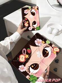 Cartoon Girl & Apple & Clover & Star Pattern Tablet Protective Case, Compatible With IPad 9.7/10.2/10.5/10.9/12.9/Pro 11, 10th Gen, Compatible With Samsung Galaxy Tab S6 Lite 10.4 Inch, Compatible With Kindle Paperwhite 12th Gen 2024, Kindle (11th Gen-2024), Soft Anti-Drop, Smart Stand/Auto Wake/Sleep, Y-Shaped Folding Tablet Protective Cover, Multiple Viewing Angles - Multicolor - View 9