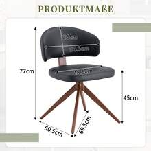 Modern Rotating Chair Black PU 360° Office Living Room - Black - View 3