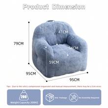Modern European-American Style Beanbag / With Armrests / Plush Look Beanbag / No Assembly Required / Suitable For Living Room, Bedroom And Reading Corner - 藍色 - 查看 3