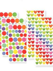 18pcs/Pack Round/Star/Heart Shaped Decorative Stickers, Suitable For DIY Photo Albums, Water Bottles, Phones, Notebooks - Multicolor - View 8