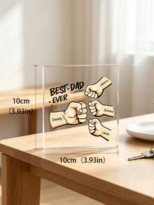 Plakat Akrilik "Fist Bump Dad" dengan 2-7 Nama yang Dapat Disesuaikan, Hiasan Meja "Ayah Terbaik Sepanjang Masa" yang Dipersonalisasi, Hadiah Hari Ayah, Ulang Tahun, Kakek, dan Papa, Dekorasi Meja Rumah - MultiWarna - View 7
