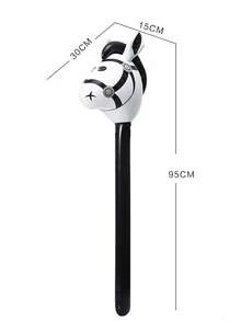 1pc 37 Inch Inflatable Stick, Inflatable Cowboy Horse Head Stick, Pony Stick Balloon, Suitable For Party, Birthday Theme Party, Home Decor, Family Gathering Photo Props - Multicolor - View 12
