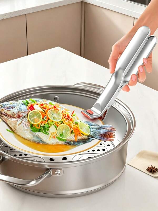 1-Pack-Stainless Steel Heat-Resistant Pot & Bowl Gripper; Anti-Scald Cooking Tongs; Non-Slip Oven Tray & Hot Plate Lifter; Multi-Functional Kitchen Anti-Scald Clip-Specifically Designed For Lifting Steamed Dishes, Non-Food Contact