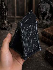 Halloween Gothic Skull Phone Stand, Dark Gothic Style Desktop Phone Holder With Skull And Thorn Details, Black Decorative Desktop Phone Stand, Suitable For Desk, Bedside Table, Shelf, Home Office Decor, Gothic Style Enthusiast Gift, Halloween Gift, Christmas Gift, Birthday Gift, Back To School Gift - A - View 4